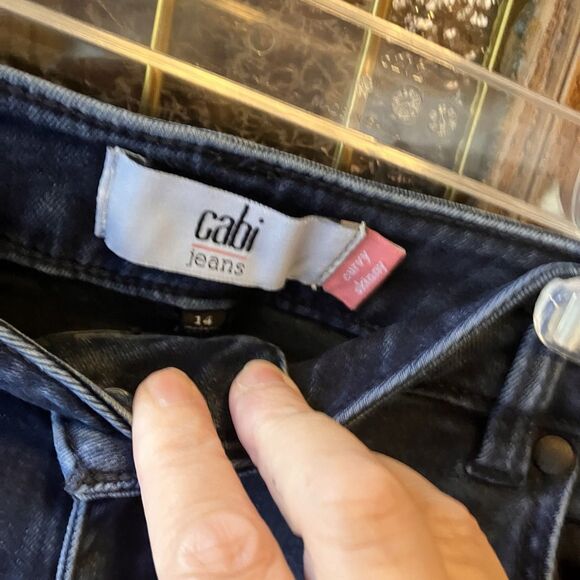 CAbi Jeans 3194 SKINNY Distressed Dark Wash Blue STRETCH Womens Size 14 Mid Rise - Picture 3 of 16